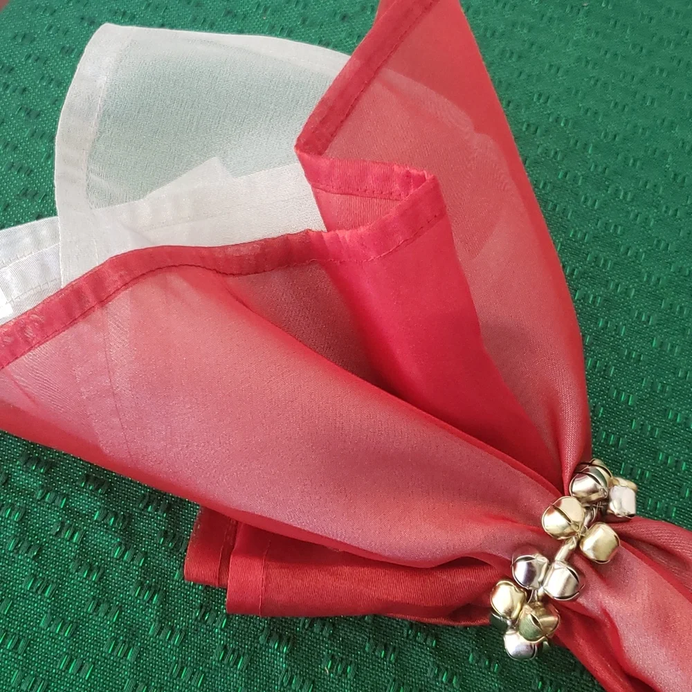 Pier 1 Dinner napkins sheer mesh red napkin set of 8